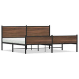 Metal Bed Frame without Mattress Brown Oak 193x203 cm 3301417