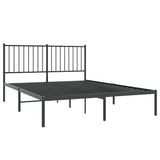 Metal Bed Frame without Mattress with Headboard Black 140x190cm 350864