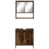 2 Piece Bathroom Furniture Set Smoked Oak Engineered Wood 3214662