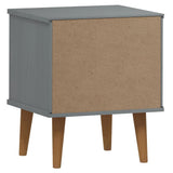 Bedside Cabinet MOLDE Grey 40x35x48 cm Solid Wood Pine 350497
