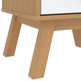 Bedside Cabinet OLDEN White and Brown Solid Wood Pine 358584