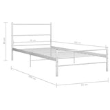 284692 Bed Frame without Mattress White Metal 90x200 cm