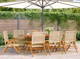 Reclining Garden Chairs 8 pcs Beige Poly Rattan and Solid Wood 3214528
