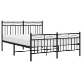 Metal Bed Frame without Mattress with Footboard Black 140x190cm 373709