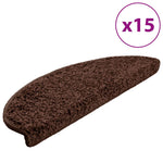 Stair Mats 15 pcs 65x21x4 cm Brown Half Round Large 133903