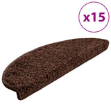 Stair Mats 15 pcs 65x21x4 cm Brown Half Round Large 133903