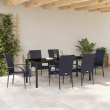 Garden Dining Set 7 pcs Black Powder-Coated Steel 3379406