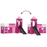 Bunk Bed without Mattress with Slide and Curtains Pink 90x200 cm 3284193