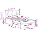 Bed frame Brown and dark grey 90 x 200 cm Solid pine wood 878705