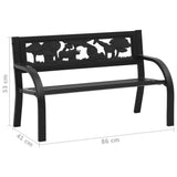 Garden Bench Black Steel Children's size Decorative Inlays 317773