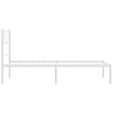 Metal Bed Frame without Mattress with Headboard White 100x200cm 372321