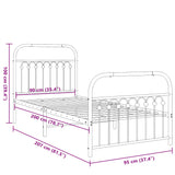 Metal Bed Frame without Mattress with Footboard Black 90x200cm 376611