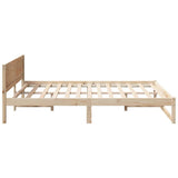 Bed Frame with Headboard Natural 160 x 200 cm Solid Pine Wood 873265