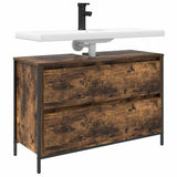Bathroom Basin Cabinet with Drawers Smoked Oak 90x34.5x60 cm 861879