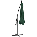 Hanging Garden Parasol with LED Lighting 300 cm Green Metal Pole 42969
