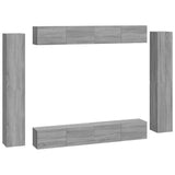 ZNTS 8 Piece TV Cabinet Set Grey Sonoma Engineered Wood 3114300