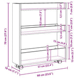 Narrow Storage Trolley 3 Tier Brown Oak Engineered Wood 855247