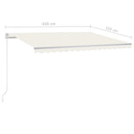 ZNTS Manual Retractable Awning with LED 4.5x3.5 m Cream 3070042