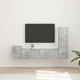 TV Cabinet Set Wall-mounted 4 pcs Concrete Grey Engineered Wood 3409000