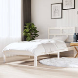 Bed Frame White Solid Pine Wood Single Durable Rectangular 3101184