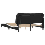 Bed Frame with LED without Mattress "Hvar" Black and White 160x200 cm 3213946