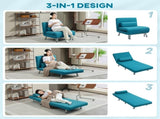 Single Linen-Feel Sleeper Chair - Dark Blue T3398P341325
