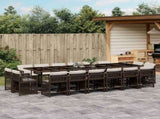 17 Piece Garden Dining Set with Cushions Brown Poly Rattan 3211785