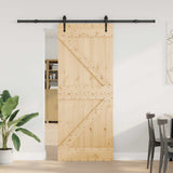 Sliding Door NARVIK Natural and Black 85 x 210 cm 3445246