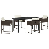 Garden Dining Set 5 pcs Brown Poly Rattan 3380726