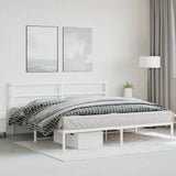 Metal Bed Frame without Mattress with Headboard White 183x213cm 355419