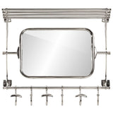 Luggage Rack with Coat Hangers & Mirror Wall Mounted Aluminium 357831