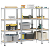 4-Layer Storage Shelves 3 pcs Silver Steel&Engineered Wood 3307578