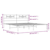 Bed Frame White Powder-Coated Steel Double Bed Frame 355321