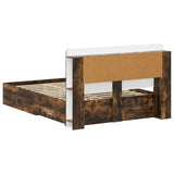 Bed Frame with Storage Smoked Oak 150 x 200 cm Engineered Wood 3433881