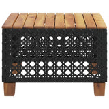 Garden Table Black 55x55x36 cm Poly Rattan Acacia Wood 365929