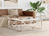 Coffee Table Silver 80x80x40 cm Stainless Steel and Glass 349971