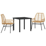 Garden Dining Set 3 pcs Brown Poly Rattan 3380848