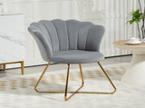 Velvet-Feel Lotus Petal Accent Chair - Grey T3398P340946