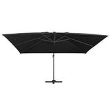 Cantilever Garden Parasol with LED Lights and Aluminium Pole 400x300 cm Black 47008