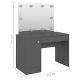 Makeup Table with LED Lights 110x55x145 cm MDF Grey 331550