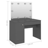 Makeup Table with LED Lights 110x55x145 cm MDF Grey 331550