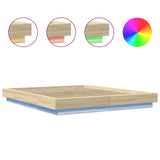 Bed Frame with LED Lights without Mattress Sonoma Oak 150x200cm 3281093