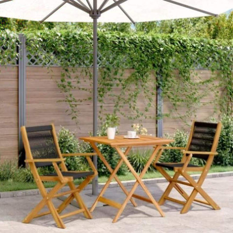 ZNTS 3 Piece Bistro Set Black Polypropylene and Solid Wood 3281877