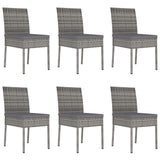 ZNTS 7 Piece Outdoor Dining Set with Cushions Poly Rattan Grey 3100404