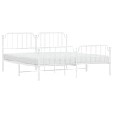 ZNTS Metal Bed Frame with Headboard and Footboard White 200x200 cm 373961