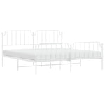 Metal Bed Frame without Mattress with Footboard White 200x200cm 373961