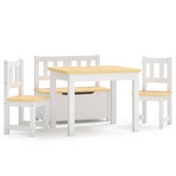 4 Piece Children Table and Chair Set White and Beige MDF 10412