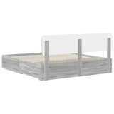 Bed Frame with Drawer Grey Sonoma 200 x 200 cm Engineered Wood 3412337
