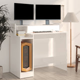 Desk with LED Lights High Gloss White 97x45x90 cm Engineered Wood 805558