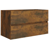 Sink Cabinet Smoked Oak 80x38.5x45 cm Engineered Wood 815651